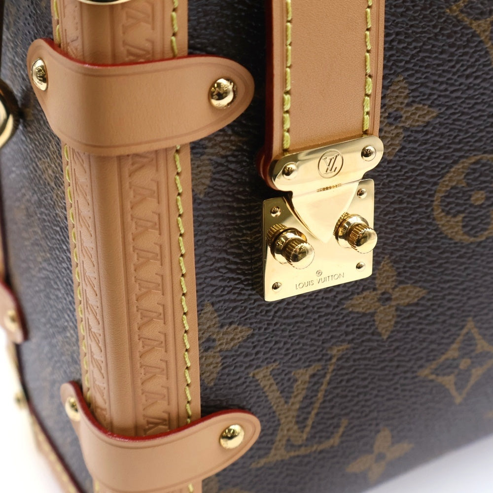 LOUIS VUITTON(ルイヴィトン) モノグラム サイドトランクMM ショルダーバッグ ブラウン レザー×PVC M46358 ゴールド金具