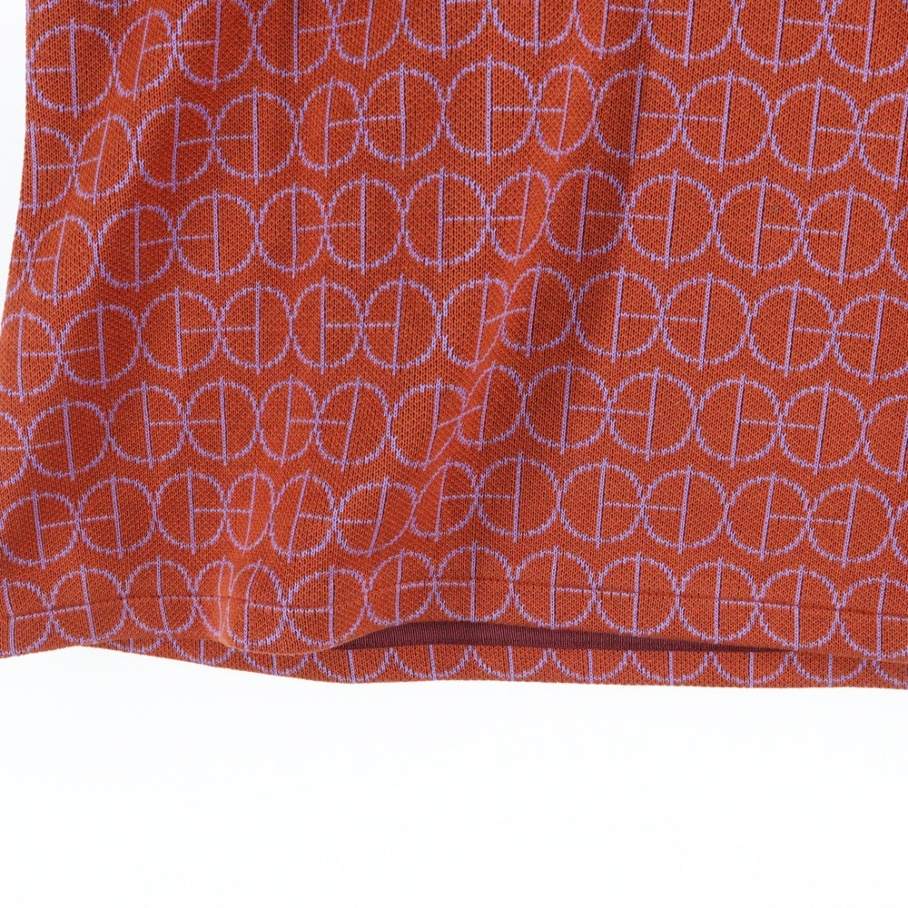 HERMES(エルメス) 22SS Hロゴジャガード 総柄 コットン クルーネック プルオーバー 半袖ニット セーター オレンジ レディース 2E4600DY