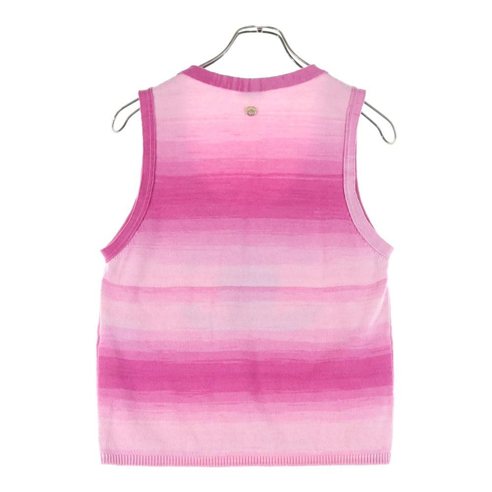 CHANELストライプ ニットタンクトップ　ココマークノースリーブ　07P CHANEL シャネル ノースリーブニット タンクトップ ココマーク – REKNOW