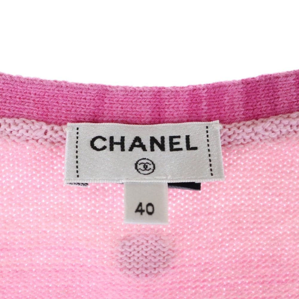 CHANEL(シャネル) ココマーク カシミヤ混 コットン Uネック ノースリーブ プルオーバー ニット セーター タンクトップ ピンク レディース P76547K11013