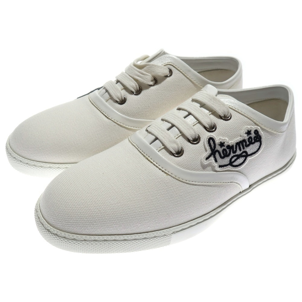 HERMES(エルメス) イノサン ワッペン刺繍パッチ キャンバスローカットスニーカー ホワイト 36 レディース