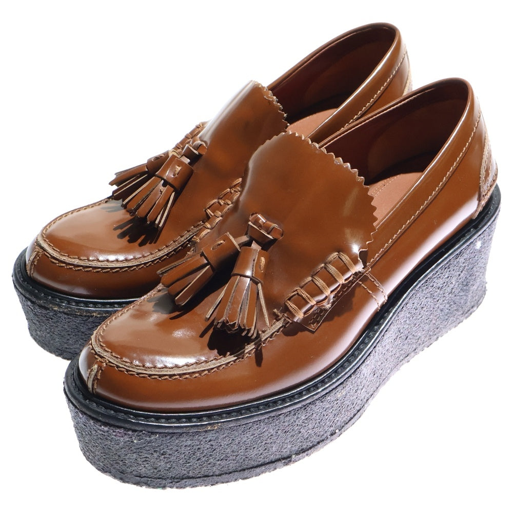 CELINE(セリーヌ) クレープソール タッセル レザー 厚底 ローカットシューズ ローファー ブラウン レディース