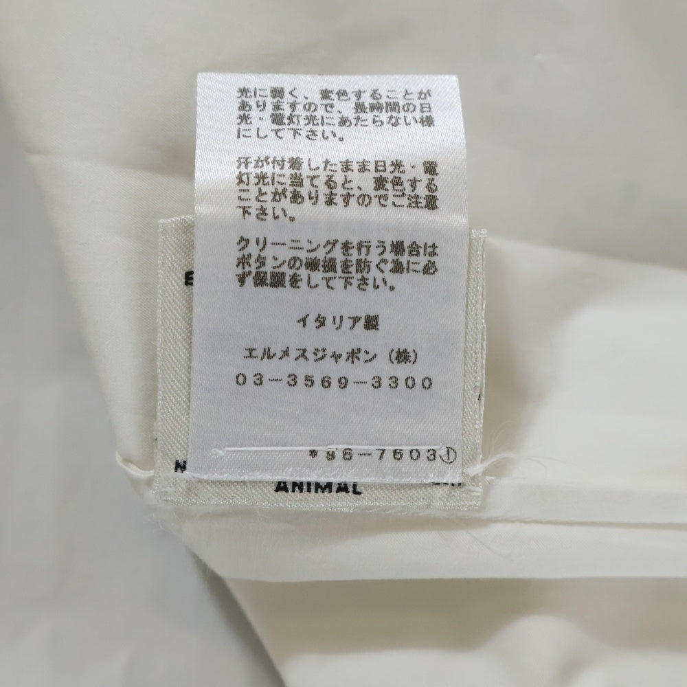 HERMES(エルメス) Vネック プルオーバー ラグランスリーブ 長袖シャツ ブラウス ホワイト レディース