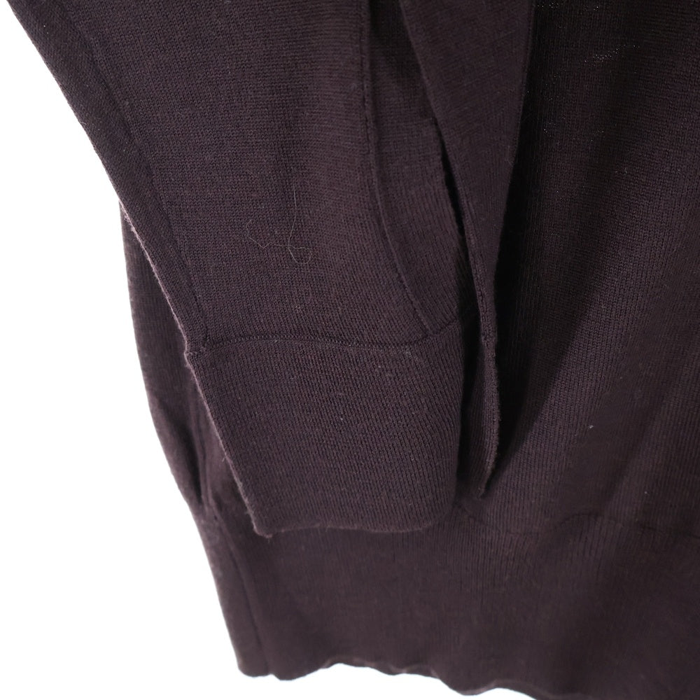 HERMES(エルメス) サイドボタンデザイン スカーフ 柄 切り替え ウール クルーネック プルオーバー 長袖ニット セーター ブラウン レディース