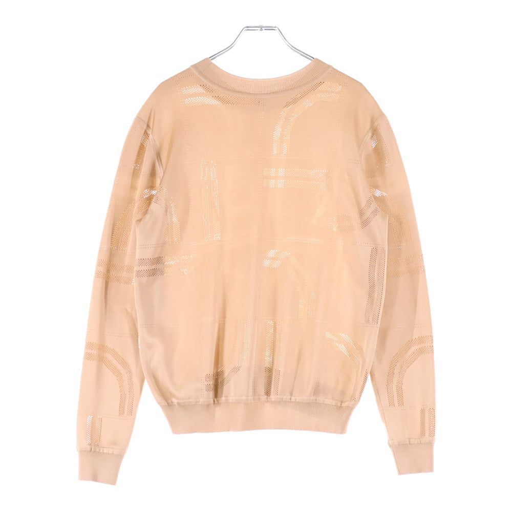 HERMES(エルメス) 24SS En Desordre Finesse アン デゾルドル フィネス 柄プリント シルク クルーネック プルオーバー 長袖ニット セーター ピンクベージュ レディース 4E2838DQ