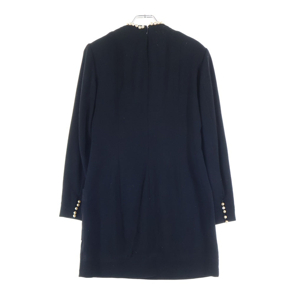 CHANEL(シャネル) パールデザイン ナイロン混 ウール ミディアムワンピース ドレス ブラック レディース