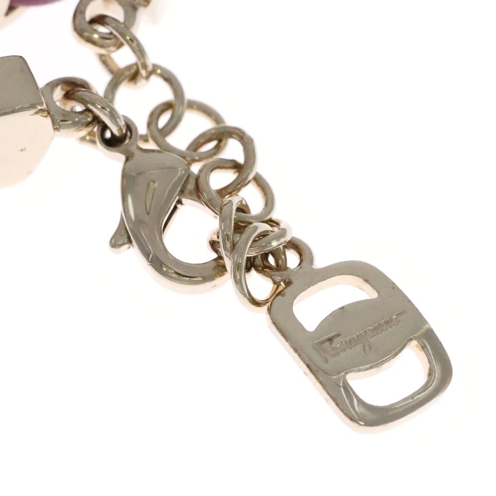 FERRAGAMO(フェラガモ) ヴァラ ブレスレット パープル レザー ゴールド GP アクセサリー レディース