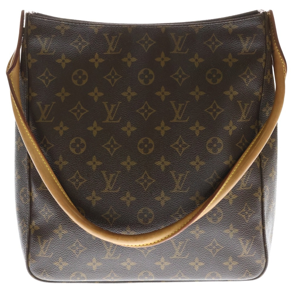 LOUIS VUITTON(ルイヴィトン) モノグラム ルーピングGM ハンドバッグ ワンショルダーバッグ ブラウン レザー×PVC M51145 ゴールド金具 レディース
