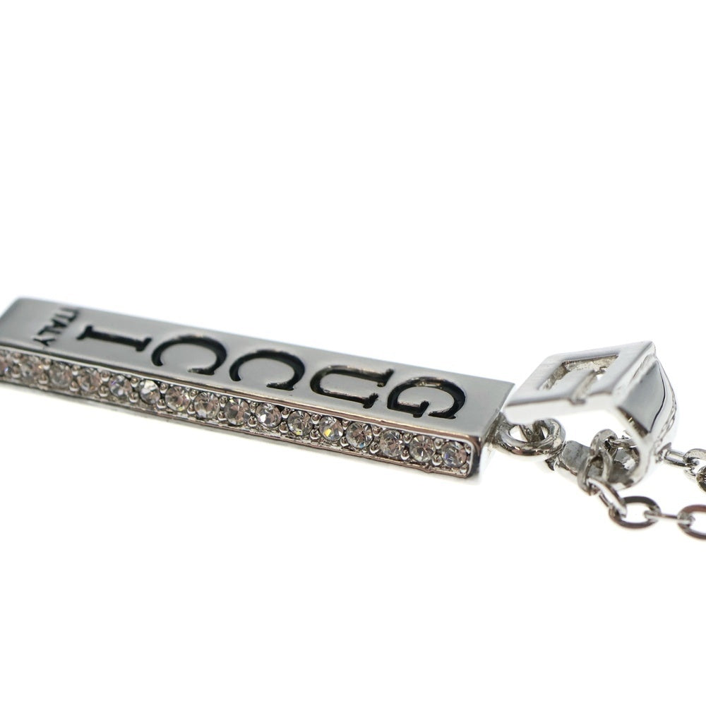 GUCCI(グッチ) G ロゴ プレート ラインストーン ネックレス ペンダント チェーン シルバー