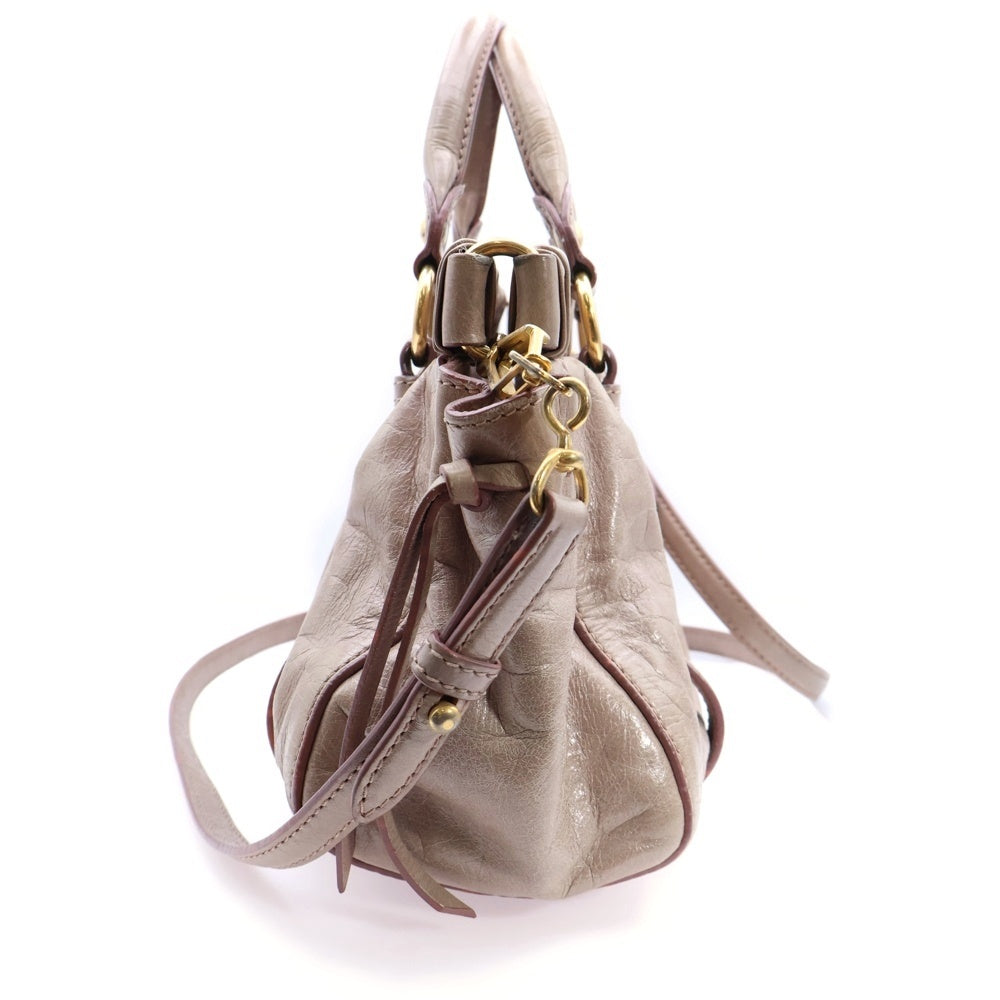 miumiu(ミュウミュウ) ヴィッテロルクス 2wayハンドバッグ ショルダーバッグ ライトピンク レザー ゴールド金具 レディース