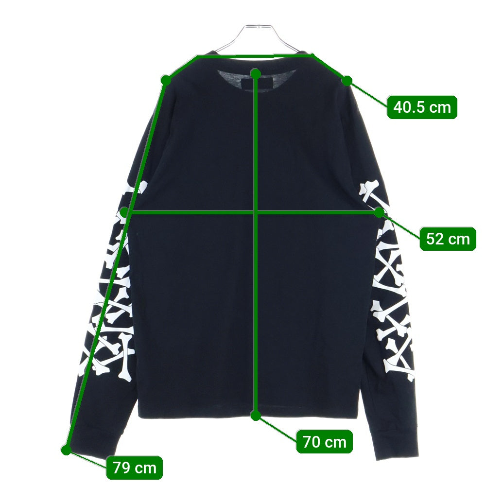 AMIRI(アミリ) BONES STACKED LONG SLEEVE TEE ボーン スタック ロゴプリント ロングスリーブ 長袖Tシャツ カットソー ブラック AMJYTE1076