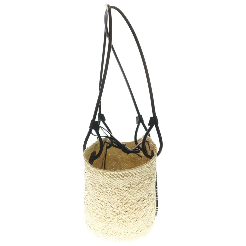 LOEWE(ロエベ) アナグラム ハンドバッグ カゴバッグ ベージュ×ブラック レザー×ラフィア レディース