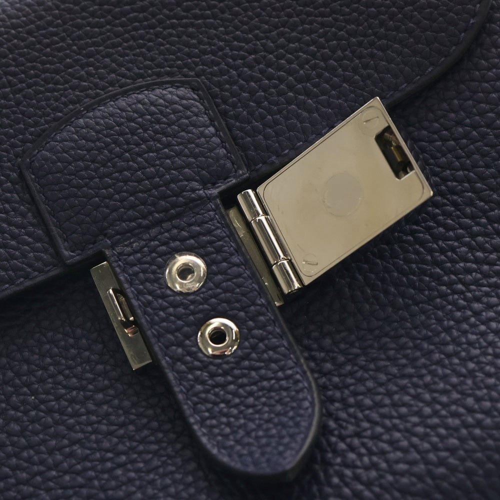 HERMES(エルメス) サックアデペッシュ21 ブルーニュイ トゴ レザー ショルダーバッグ シルバー金具 ネイビー U刻印 レディース