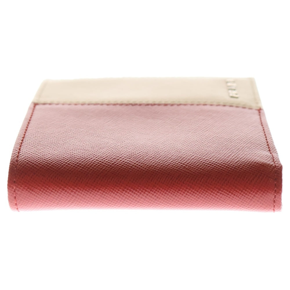 PRADA(プラダ) サフィアーノ 二つ折り財布 ウォレット レッド×ホワイト 2M0738 レディース
