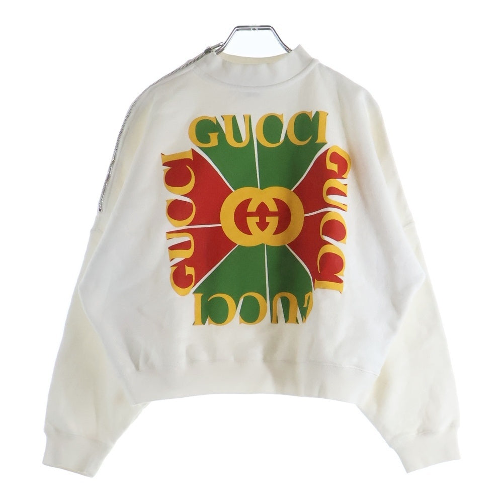 GUCCI(グッチ) GGロゴ ジップアップモックネックスウェットシャツ ホワイト 717406 レディース