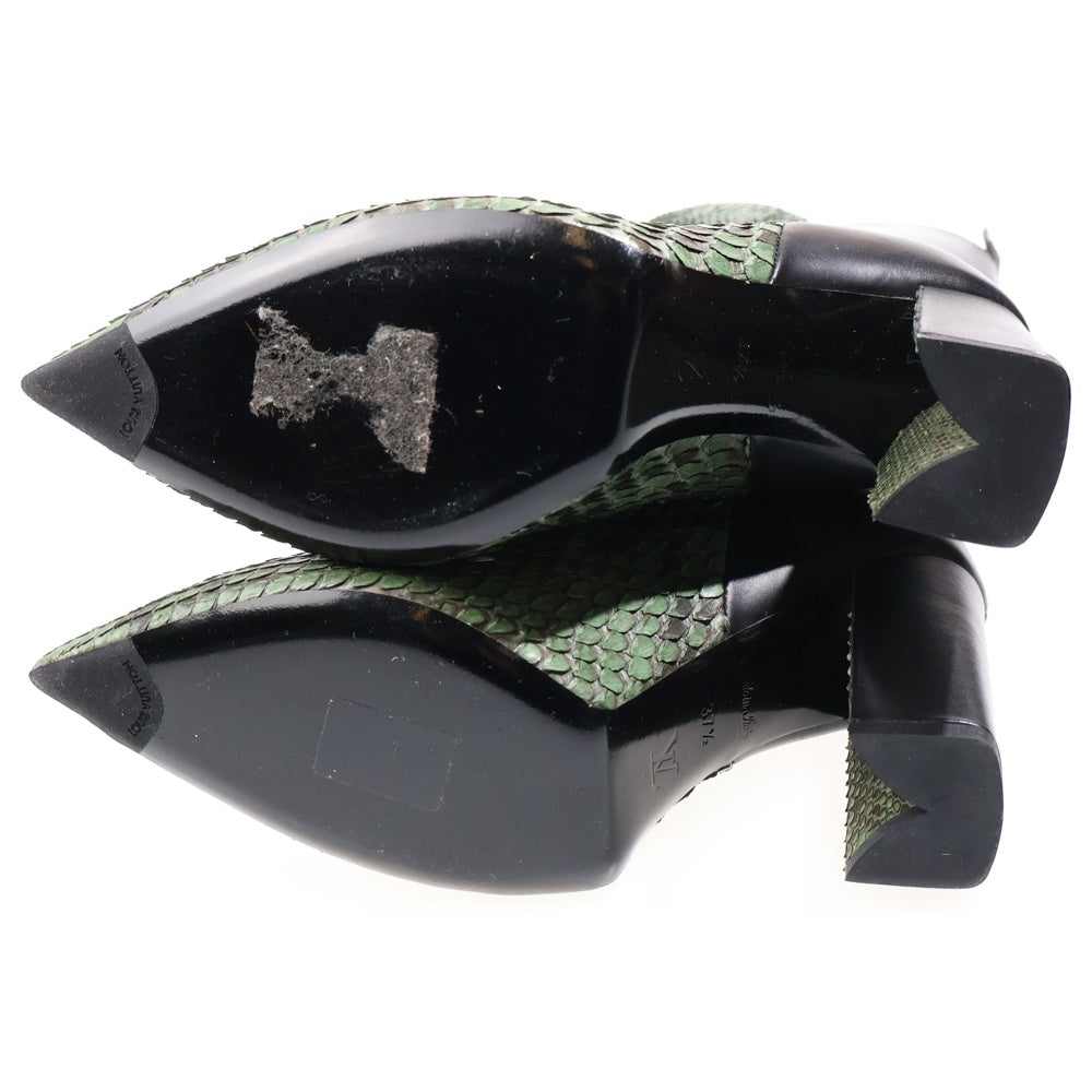 LOUIS VUITTON(ルイヴィトン) ポーカーフェイス パイソン コンビレザー ポインテッドトゥ ヒール ロング ブーツ シューズ グリーン/ブラック レディース