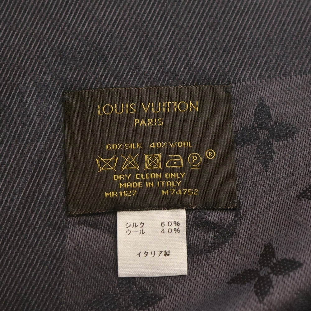 LOUIS VUITTON(ルイヴィトン) ショール・モノグラム アントラシット マフラー ストール シルク×ウール ブラック ダークグレー M74752 レディース