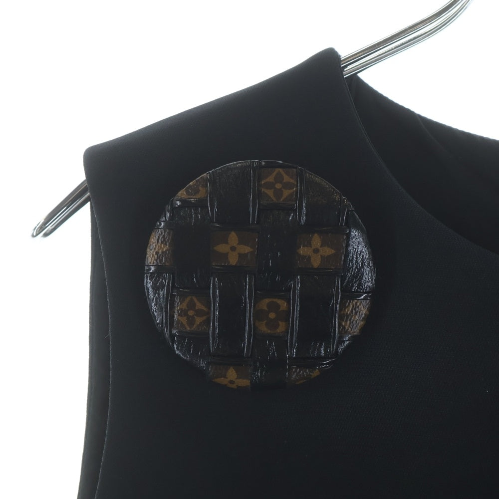 LOUIS VUITTON(ルイヴィトン) 23SS ビッグフラワーボタンワンピース ブラック ウールxシルク RW231B NQA FORO73 36 レディース