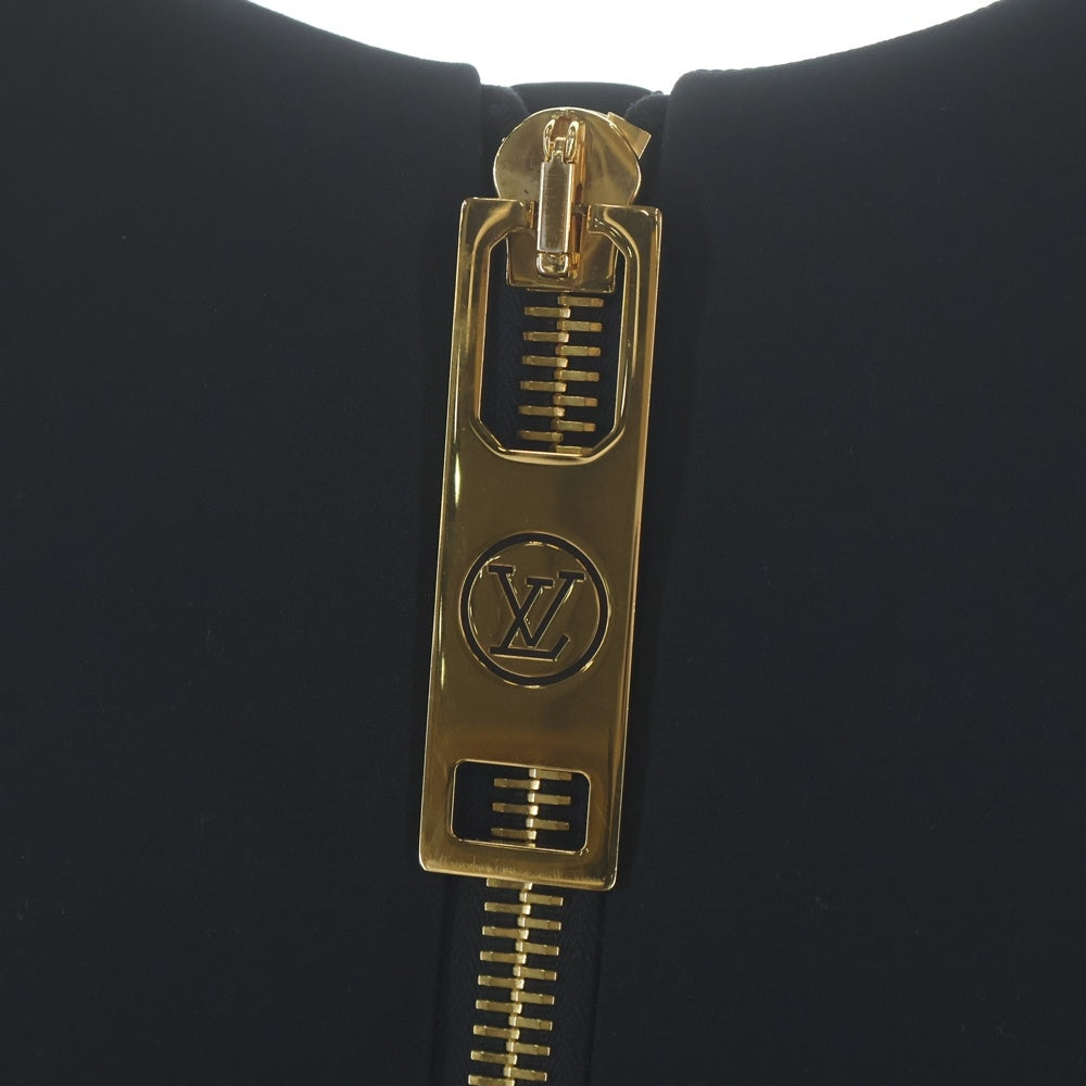 LOUIS VUITTON(ルイヴィトン) 23SS ビッグフラワーボタンワンピース ブラック ウールxシルク RW231B NQA FORO73 36 レディース