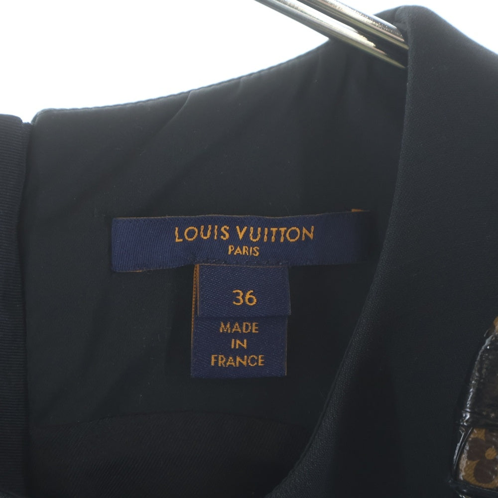 LOUIS VUITTON(ルイヴィトン) 23SS ビッグフラワーボタンワンピース ブラック ウールxシルク RW231B NQA FORO73 36 レディース