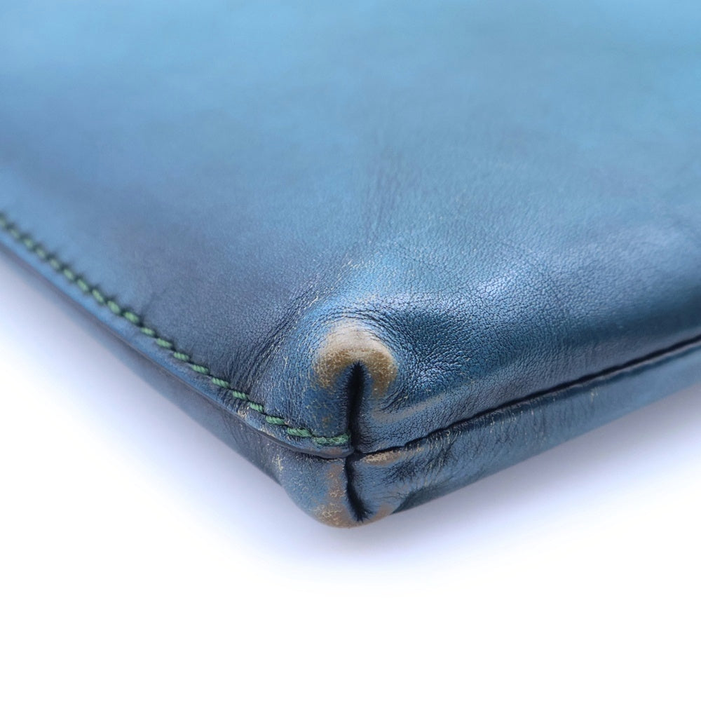 Berluti(ベルルッティ) カリグラフィ ニノGM セカンドバッグ クラッチバック ポーチ ケース レザー ターコイズブルー シルバー金具 レディース