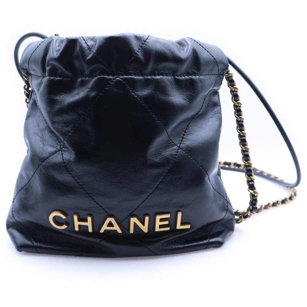 CHANEL(シャネル) シャネル22 ミニ ブラック カーフスキン ゴールド金具 AS3980 レディース