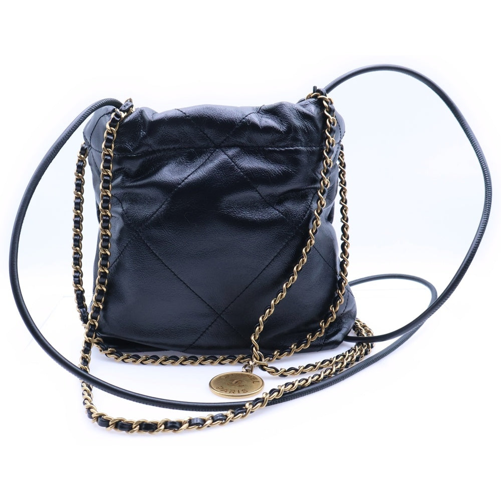 CHANEL(シャネル) シャネル22 ミニ ブラック カーフスキン ゴールド金具 AS3980 レディース