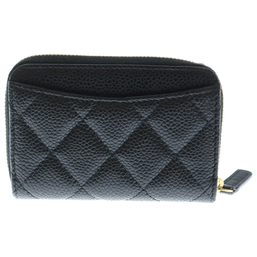 CHANEL(シャネル) マトラッセ コインケース ラウンドファスナー ブラック キャビア ゴールド金具 レディース