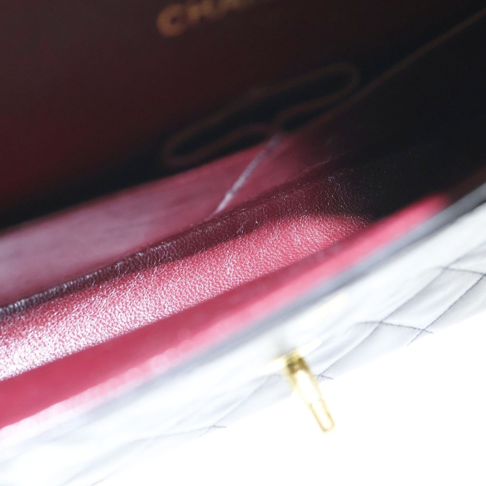 CHANEL(シャネル) マトラッセ25 ダブルフラップ ダブルチェーン ショルダーバッグ ブラック ラムスキン ゴールド金具 レディース