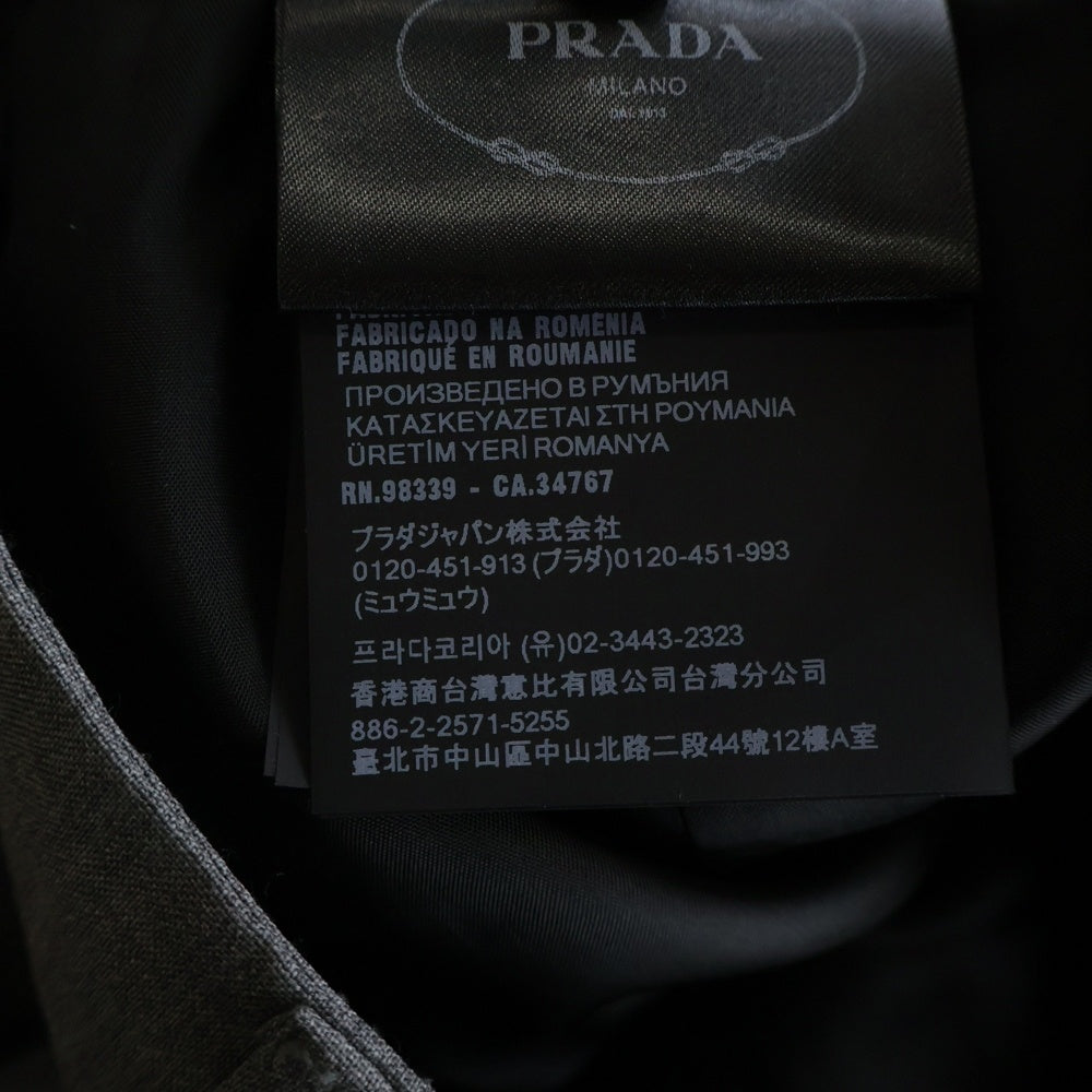 PRADA(プラダ) ヴァージンウール タック入りワイドスラックス グレー