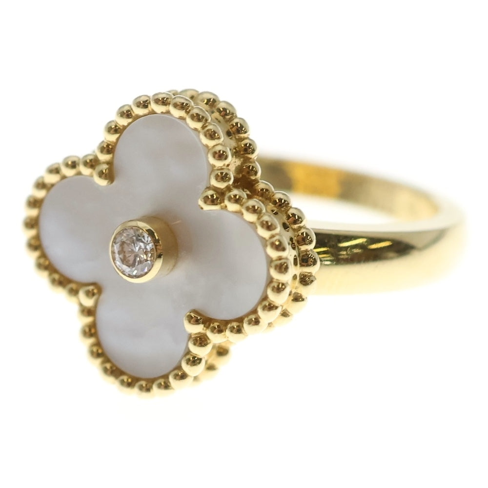 Van Cleef & Arpels(ヴァンクリーフアンドアーペル) ヴィンテージアルハンブラ マザーオブパール 1PDリング ダイヤモンド イエローゴールド Au750YG VCARA41149 ジュエリー レディース