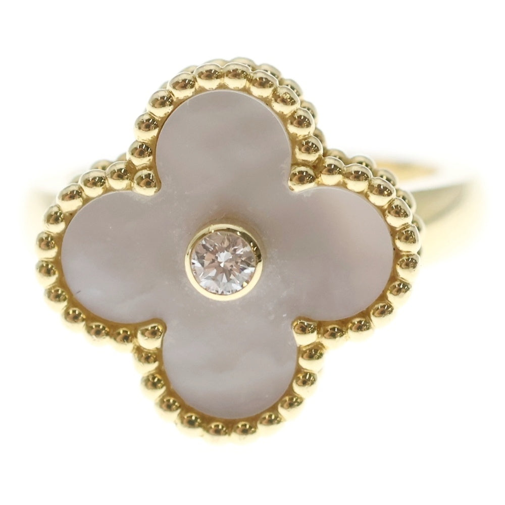 Van Cleef & Arpels(ヴァンクリーフアンドアーペル) ヴィンテージアルハンブラ マザーオブパール 1PDリング ダイヤモンド イエローゴールド Au750YG VCARA41149 ジュエリー レディース