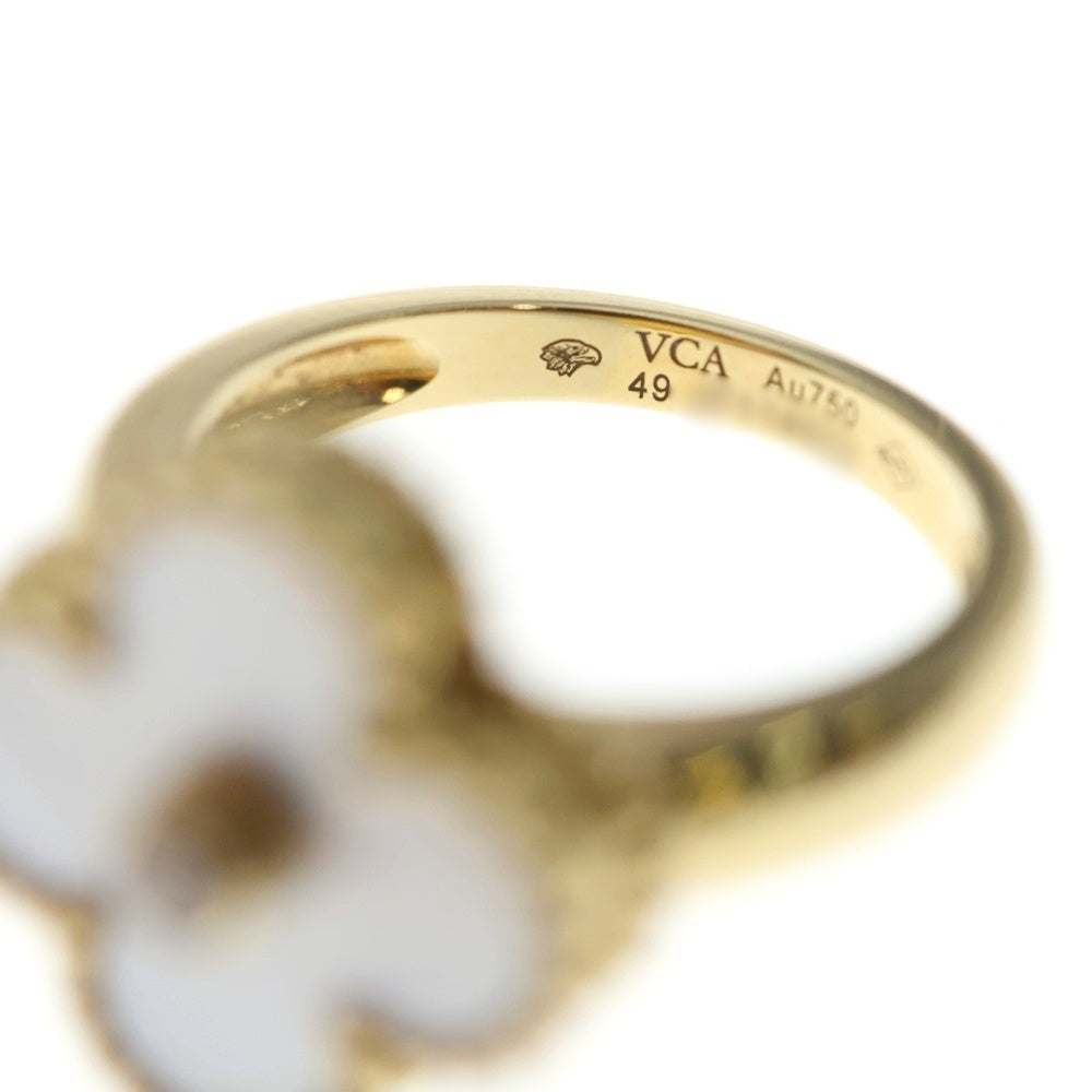 Van Cleef & Arpels(ヴァンクリーフアンドアーペル) ヴィンテージアルハンブラ マザーオブパール 1PDリング ダイヤモンド イエローゴールド Au750YG VCARA41149 ジュエリー レディース