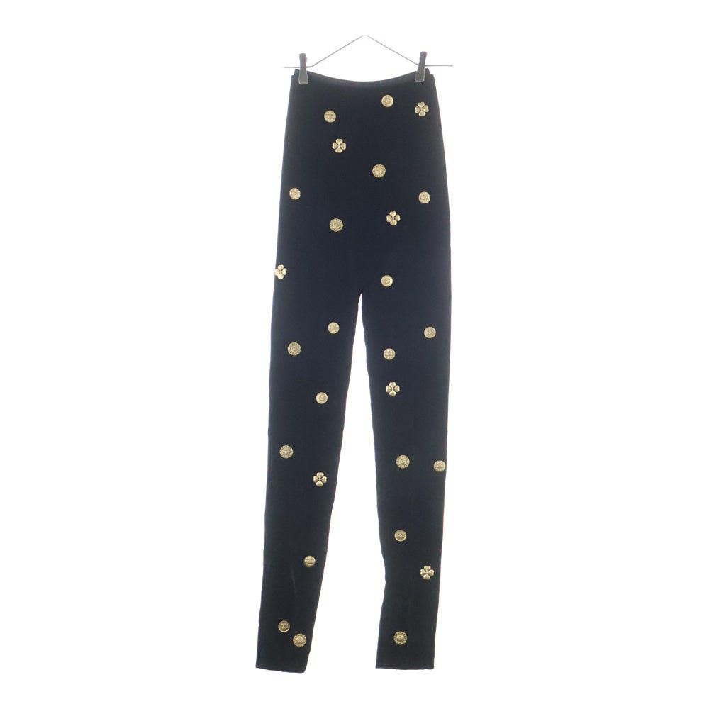 CHANEL(シャネル) 21AW ココマークボタン アイコンモチーフ ベロア レギンス パンツ ブラック レディース P70753