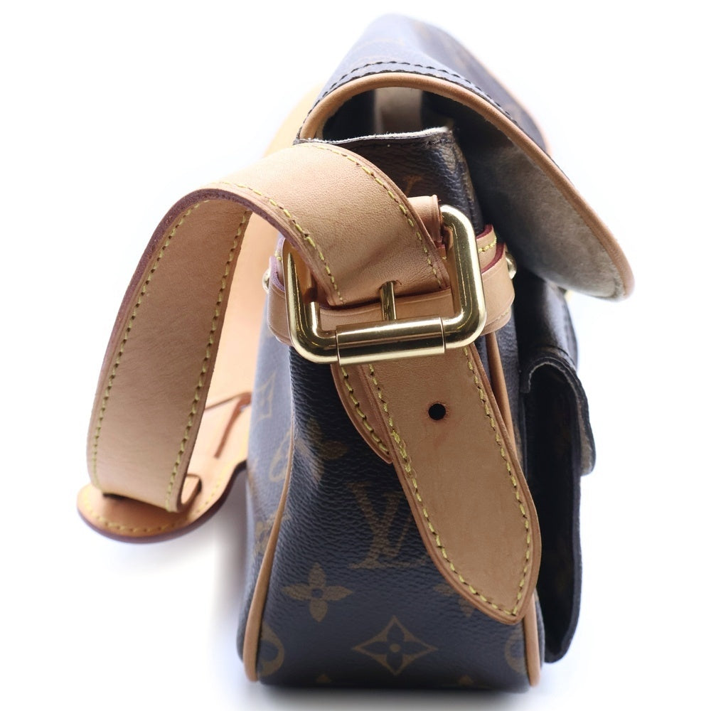 LOUIS VUITTON(ルイヴィトン) モノグラム ハドソンPM ショルダーバッグ ブラウン レザー×PVC M40027 ゴールド金具 レディース