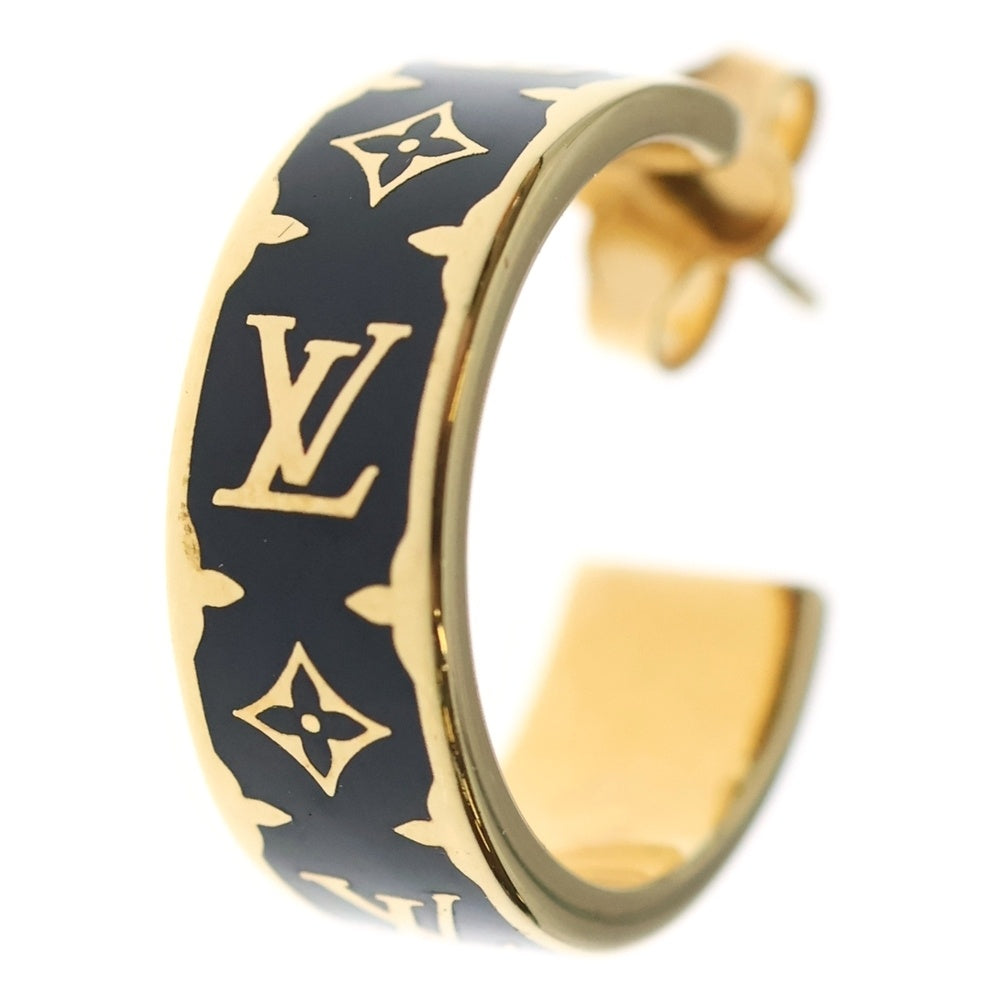 LOUIS VUITTON(ルイヴィトン) ナノグラム フープピアス ゴールド×ブラック GP M01833 レディース