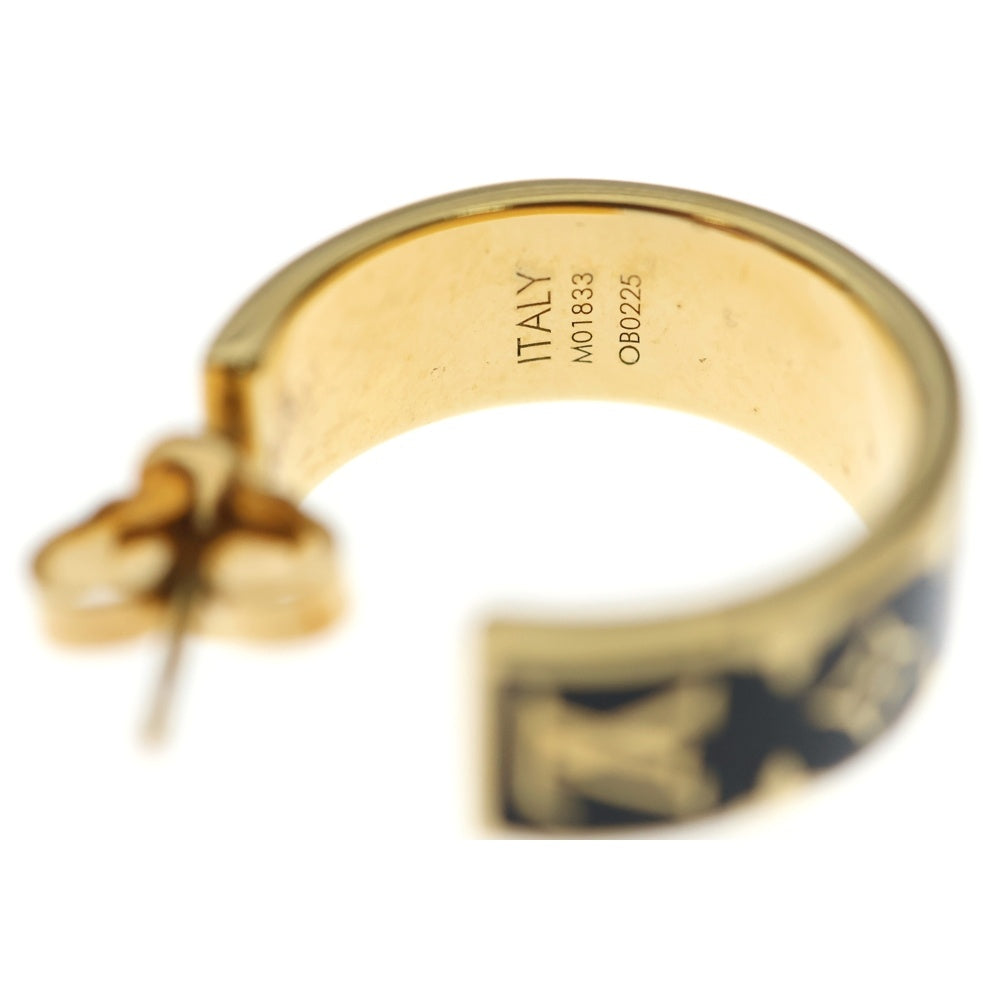 LOUIS VUITTON(ルイヴィトン) ナノグラム フープピアス ゴールド×ブラック GP M01833 レディース