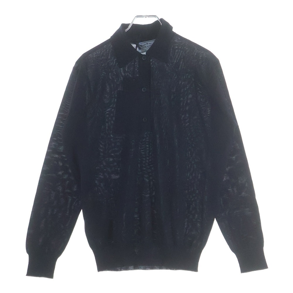 PRADA(プラダ) ウールニット 長袖ポロシャツ ネイビー レディース DNA00T S000 145T