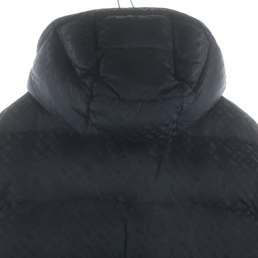 BOSS(ボス) レザーパッチ ロゴ総柄 フーデッド ジップアップ ジャケット ブラック