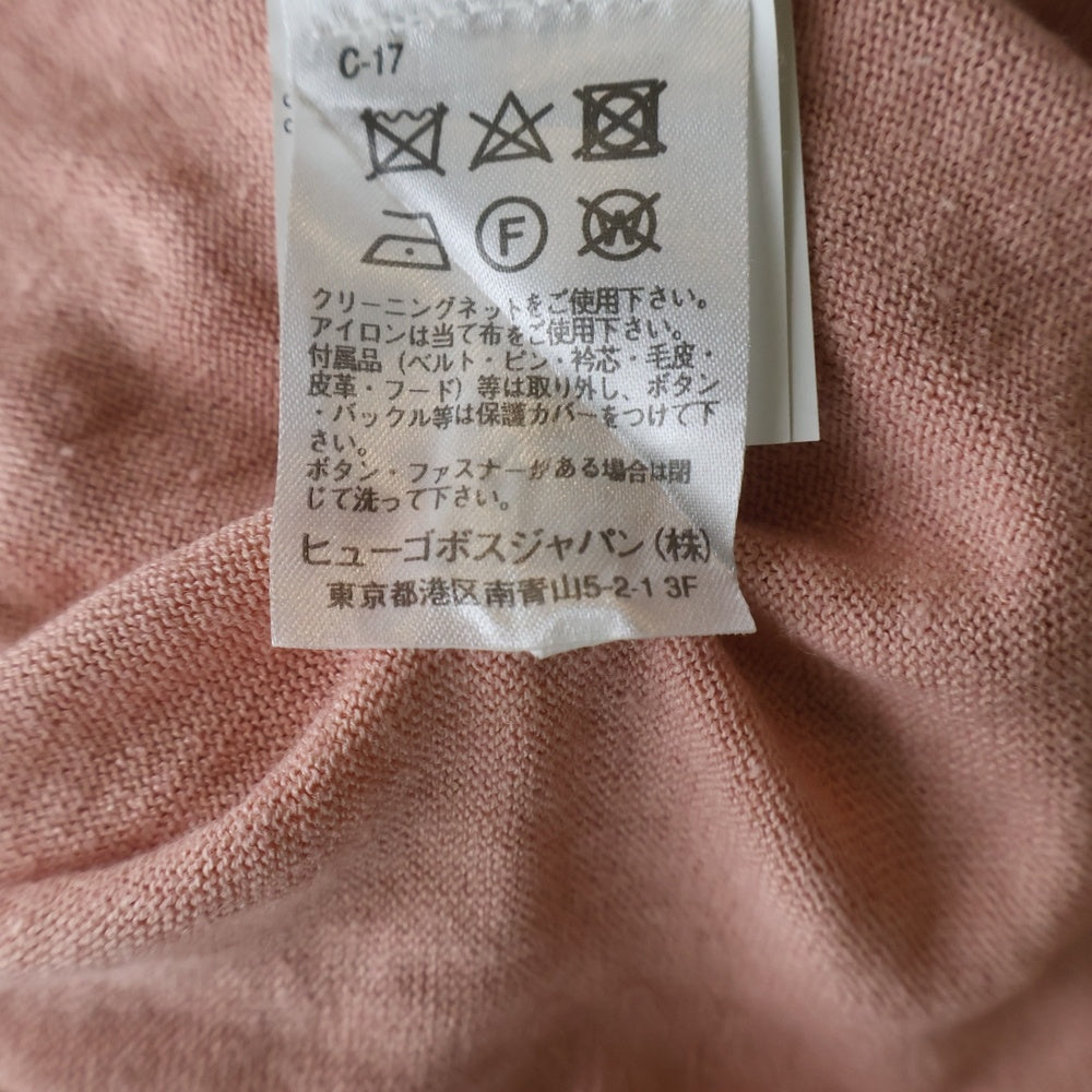 BOSS(ボス) クルーネック 半袖 プルオーバー ニット セーター ピンク