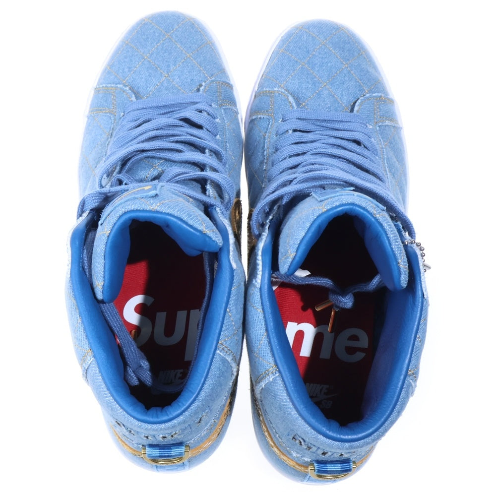 NIKE(ナイキ) ×SUPREME ZOOM BLAZER MID QS DENIM シュプリーム ズームブレザー デニム パイソン ミッドカットスニーカー インディゴ US9.5/27.5cm DX8421-400