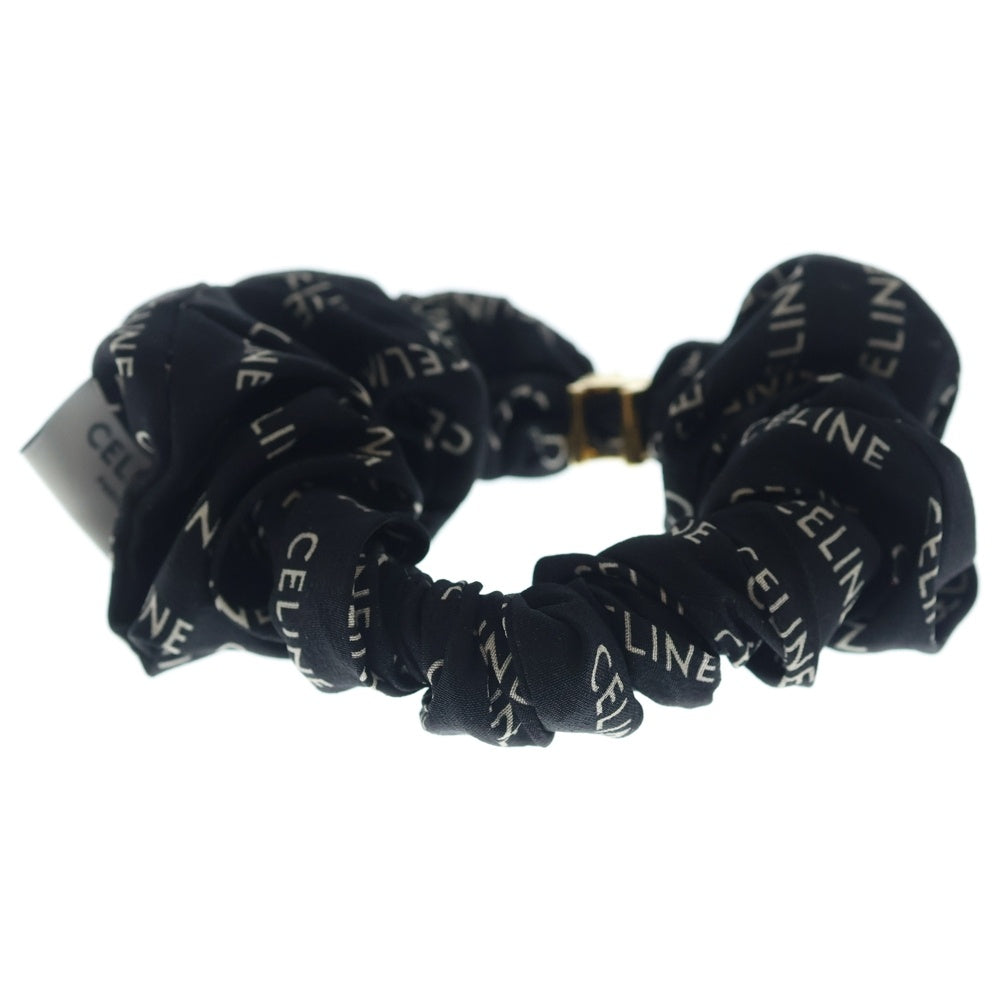 CELINE(セリーヌ) トリオンフ ロゴ シュシュ ヘアゴム ブラック ゴールド金具 レディース