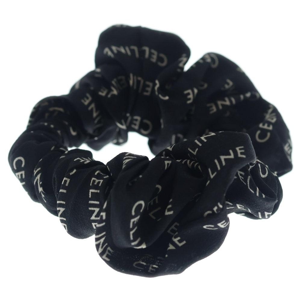 CELINE(セリーヌ) トリオンフ ロゴ シュシュ ヘアゴム ブラック ゴールド金具 レディース