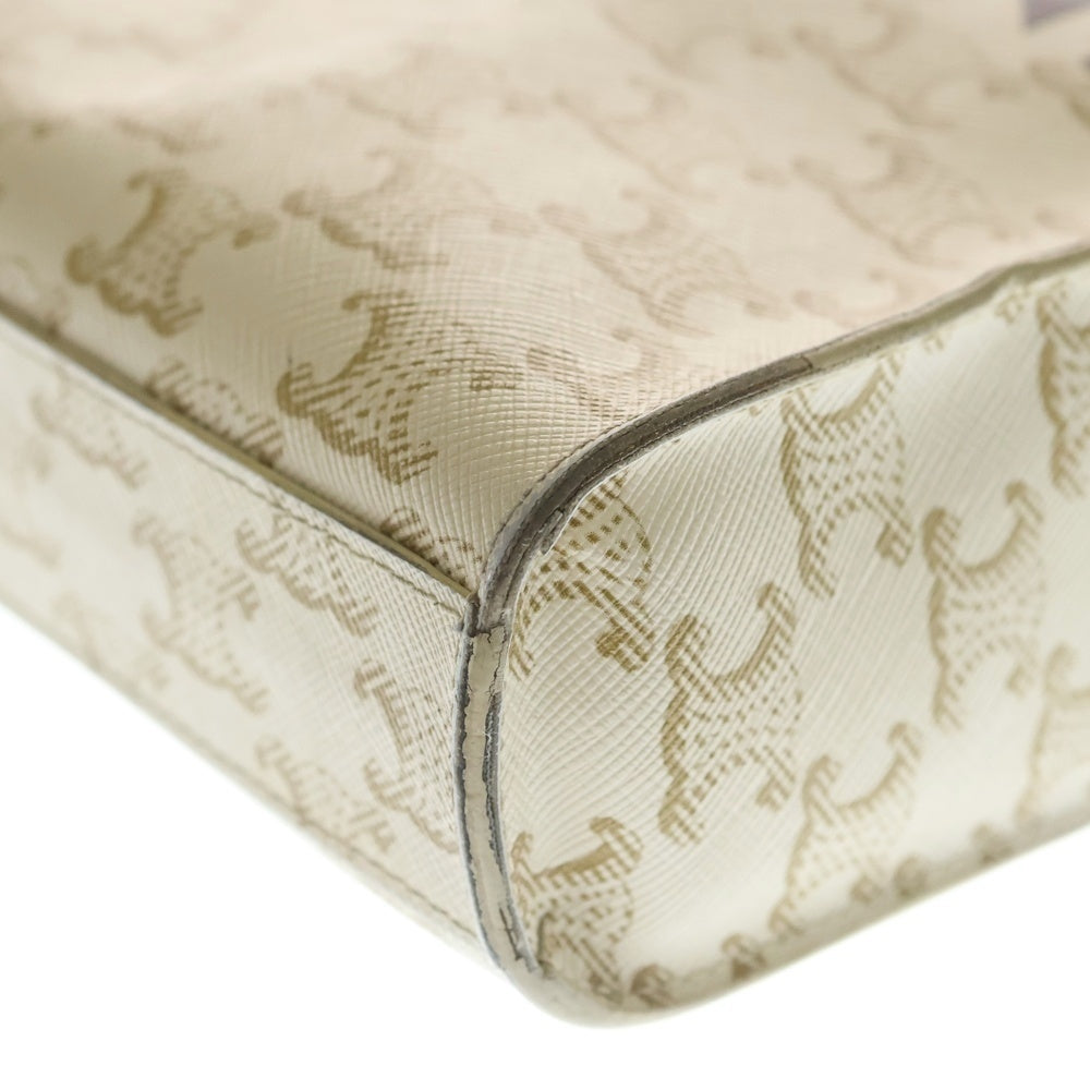 CELINE(セリーヌ) トリオンフ ミニバーティカルカバ 2WAYバッグ ハンドバッグ ショルダーバッグ ホワイト×ブラウン レザー×PVC ゴールド金具 レディース