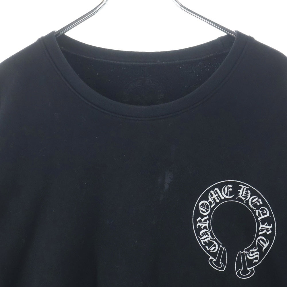 CHROME HEARTS(クロムハーツ) Horseshoe L/S Sweatshirt ホースシュープリント 袖フローラル クルーネックスウェットトレーナー ブラック