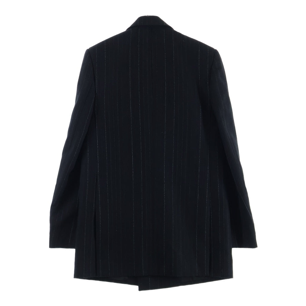 SAINT LAURENT PARIS(サンローランパリ) ストライプ総柄 ピークドラペル ダブルブレスト テーラードジャケット ブラック 653843