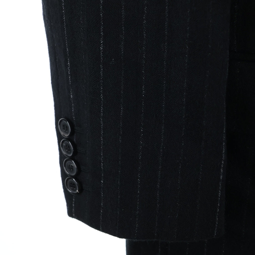 SAINT LAURENT PARIS(サンローランパリ) ストライプ総柄 ピークドラペル ダブルブレスト テーラードジャケット ブラック 653843