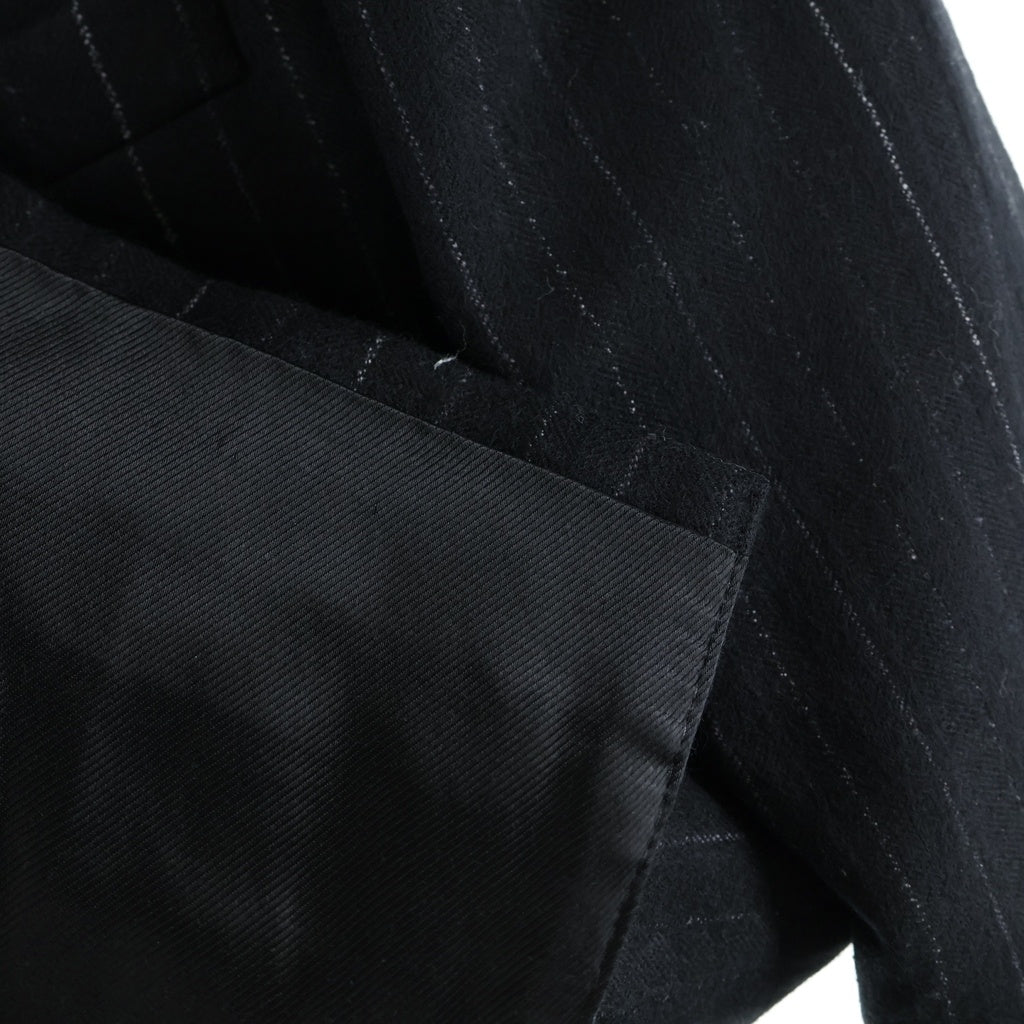 SAINT LAURENT PARIS(サンローランパリ) ストライプ総柄 ピークドラペル ダブルブレスト テーラードジャケット ブラック 653843