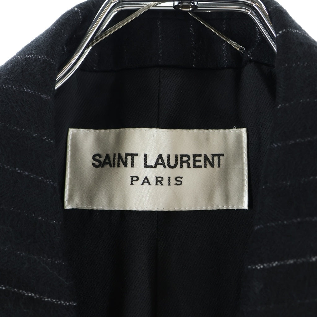 SAINT LAURENT PARIS(サンローランパリ) ストライプ総柄 ピークドラペル ダブルブレスト テーラードジャケット ブラック 653843