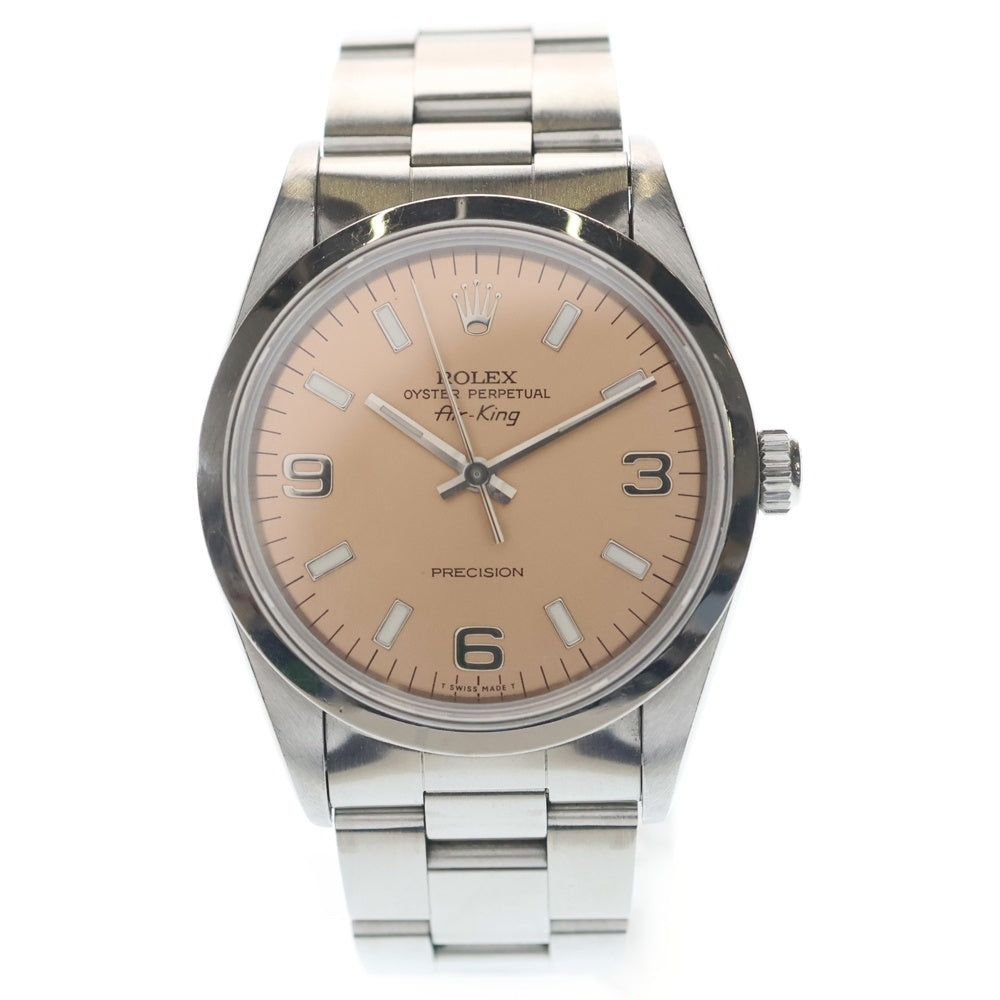 ROLEX(ロレックス) エアキング ピンク文字盤 自動巻き 腕時計 シルバー 14000